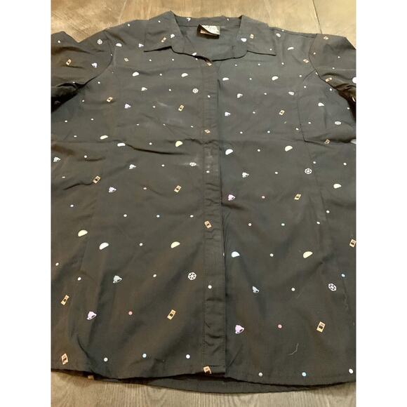 Taco Bell 3/4 Sleeve Employee Button Up Shirt Black Women's Size XL All Over - Picture 2 of 11